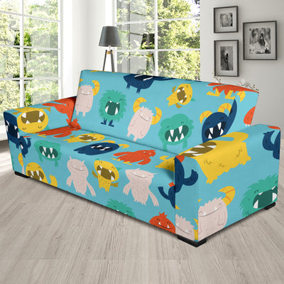 Monster Cartoon Pattern Print Design 03 Sofa Slipcover