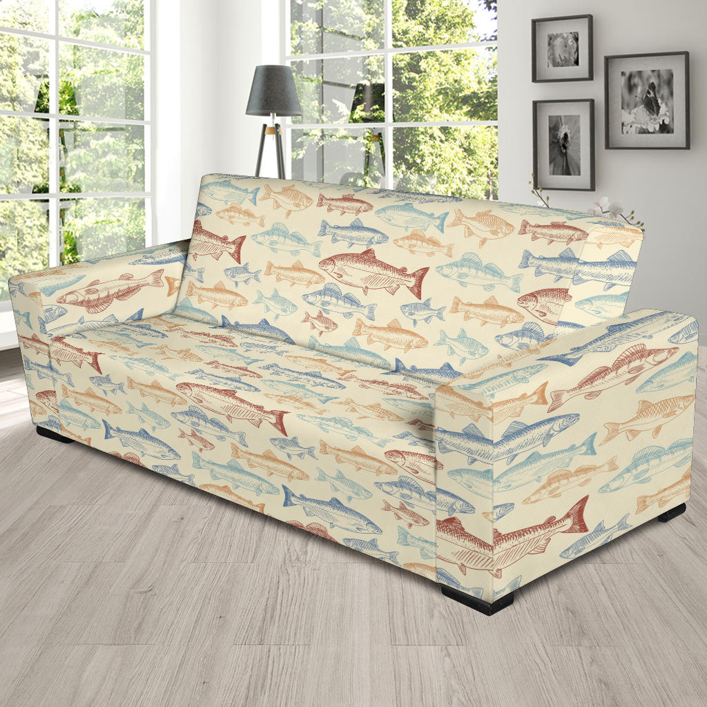 Salmon Fish Print Design LKS302 Sofa Slipcover