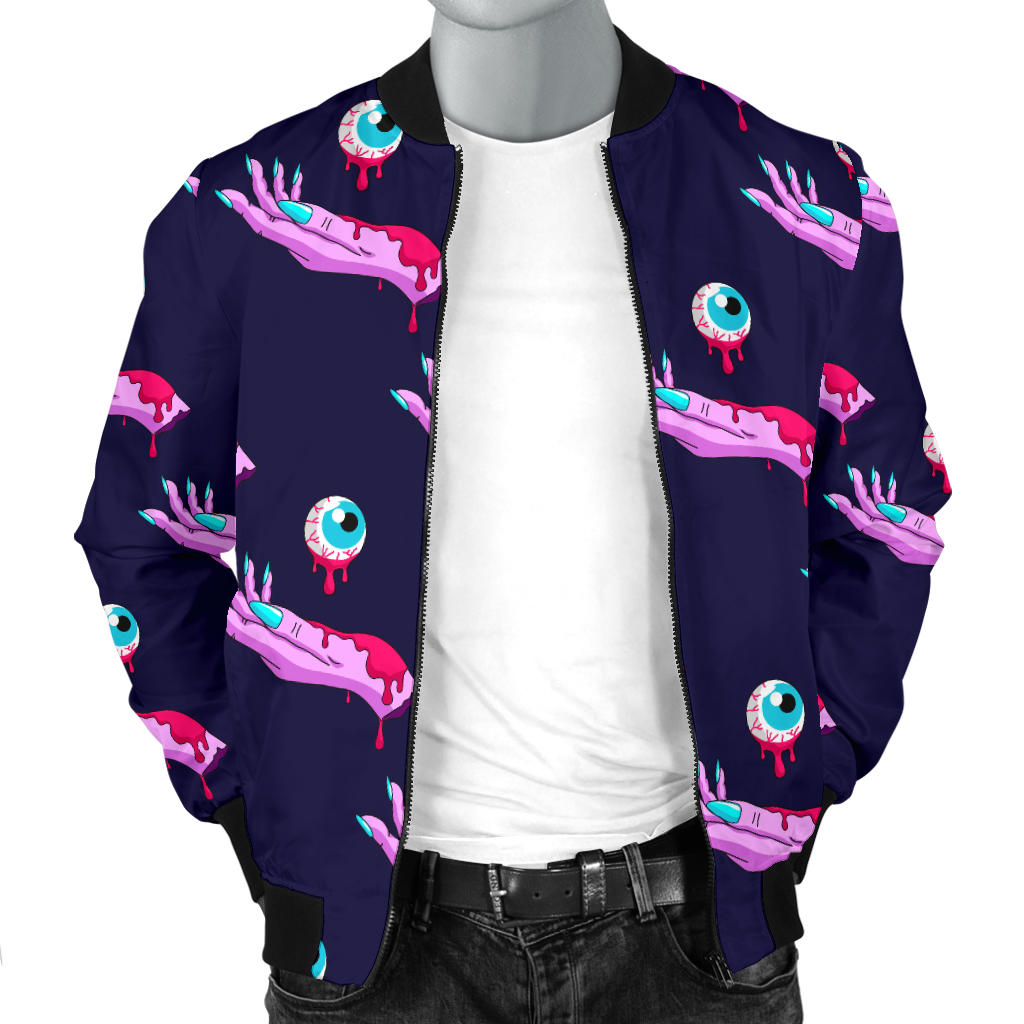 Zombie Pink Hand Design Pattern Print Men Bomber Jacket