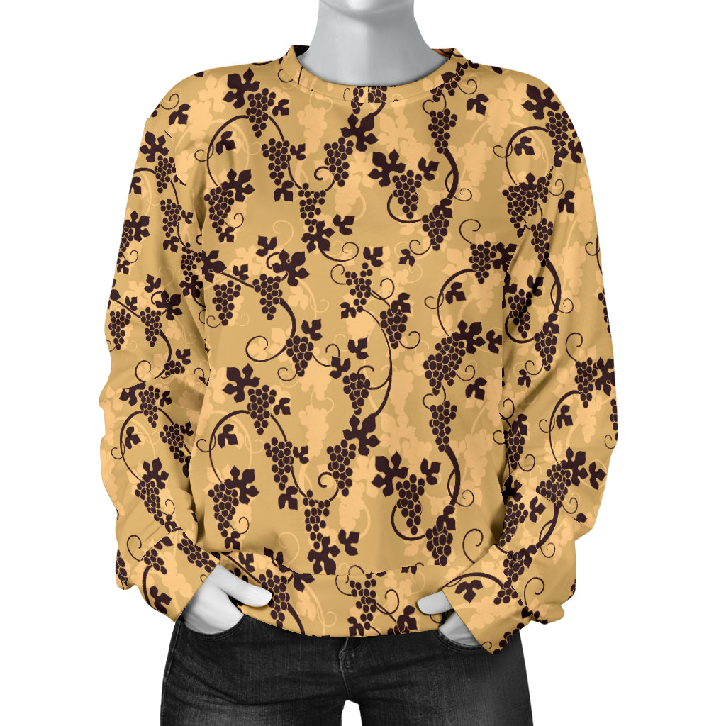 Wine Grape Design Print Women Long Sleeve Sweatshirt