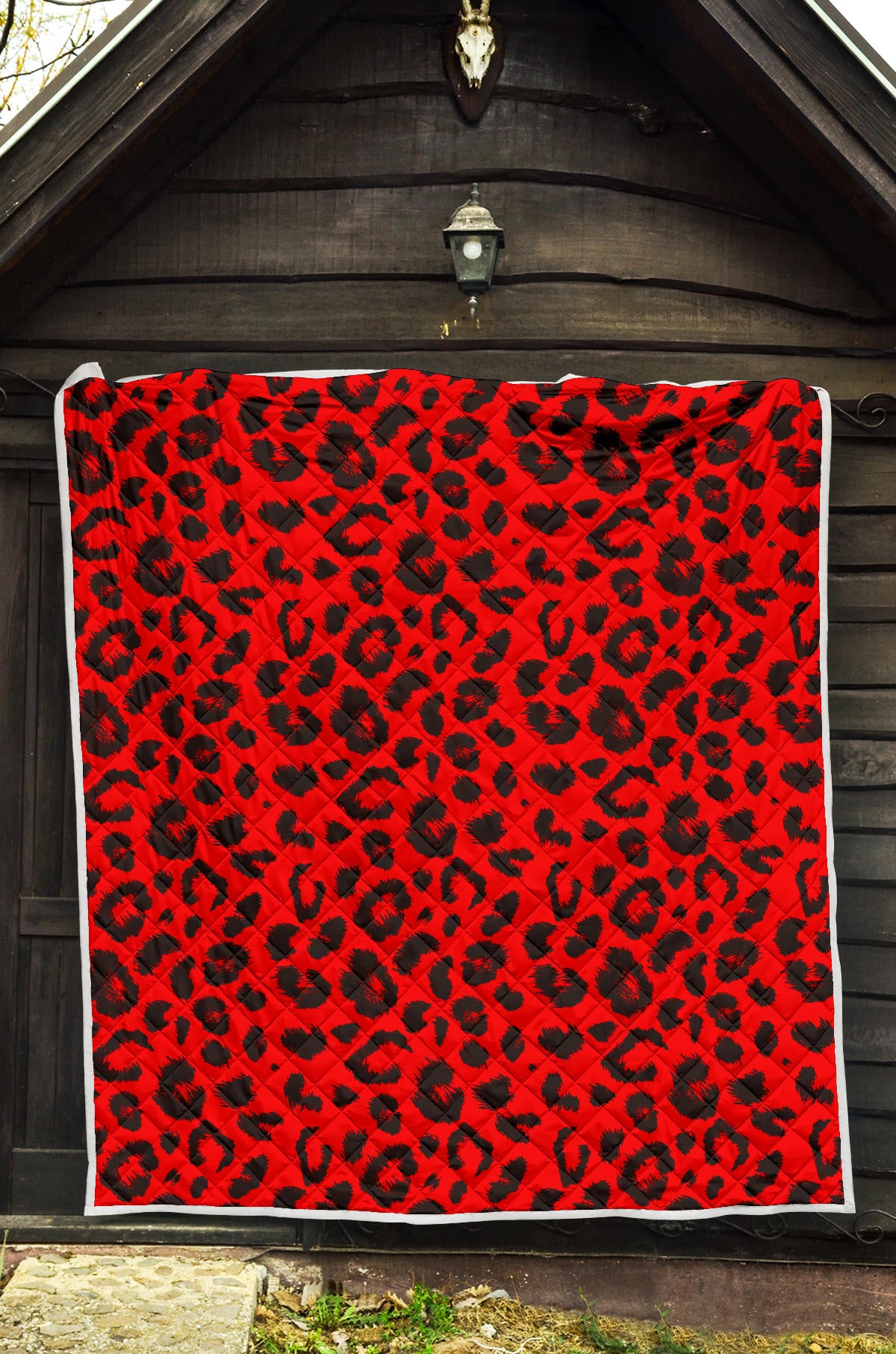 Leopard Red Skin Print Quilt Bedspread