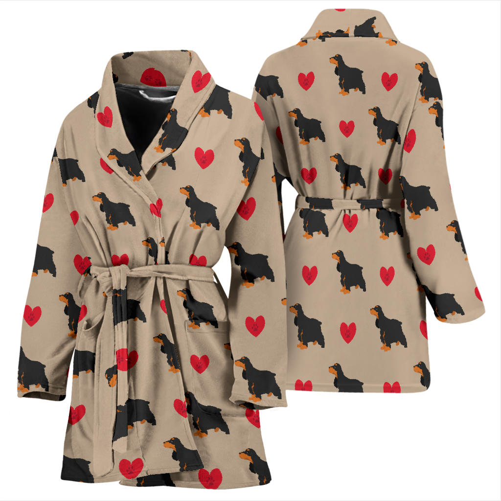 Cocker Pattern Print Design 02 Women Bathrobe