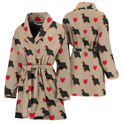 Cocker Pattern Print Design 02 Women Bathrobe
