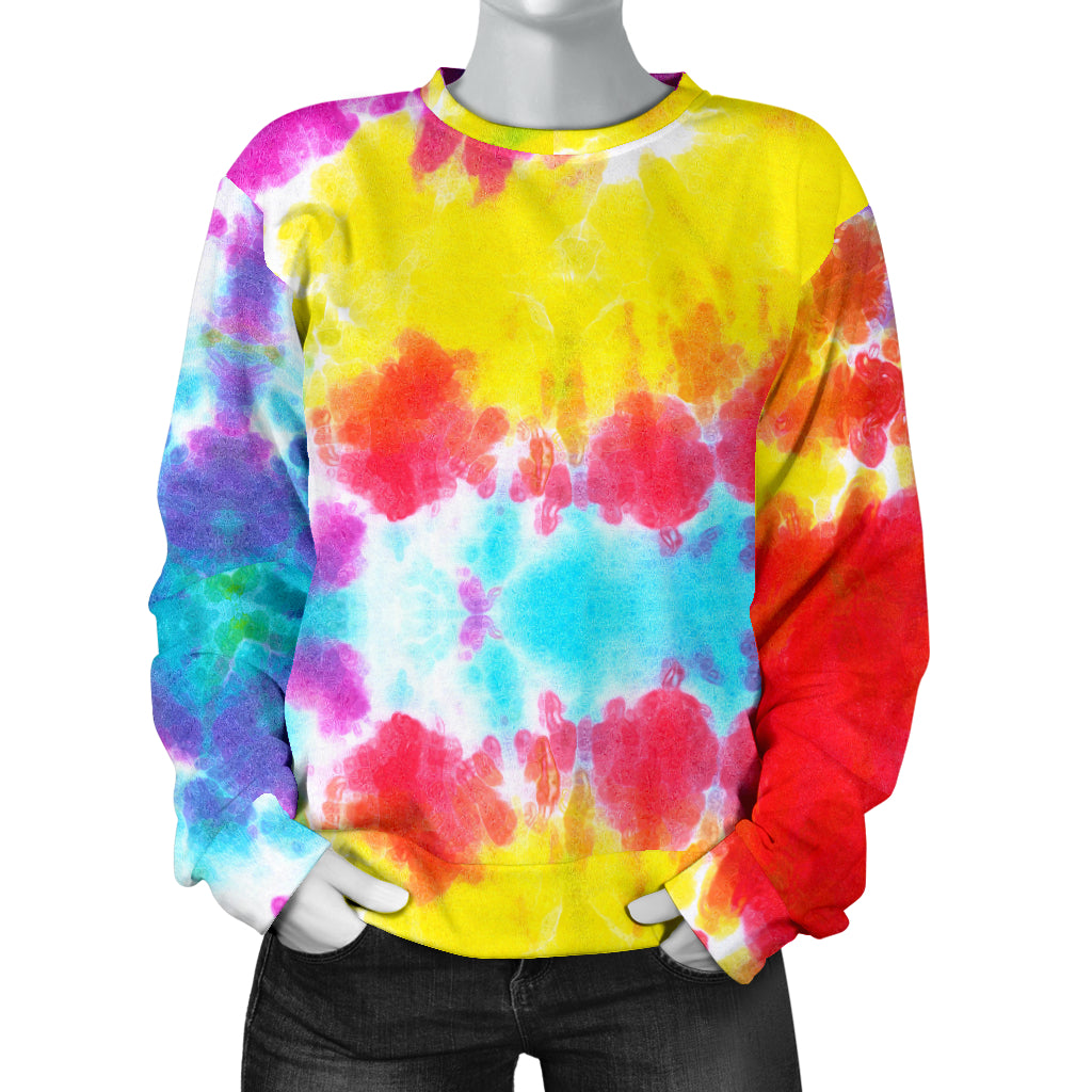 Tie Dye Rainbow Themed Print Women Long Sleeve Sweatshirt