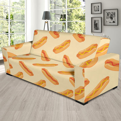 Hot Dog Pattern Print Design 05 Sofa Slipcover