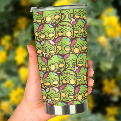 Zombie Head Design Pattern Print Tumbler