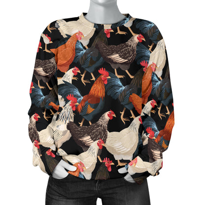 Chicken Print Pattern Women Long Sleeve Sweatshirt