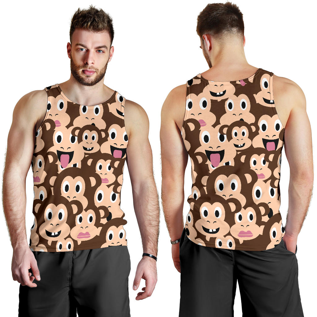 Emoji Monkey Print Pattern Men Tank Top