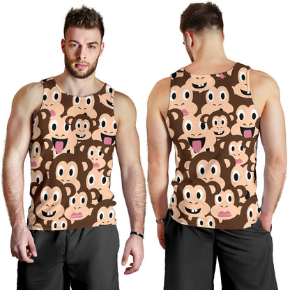 Emoji Monkey Print Pattern Men Tank Top