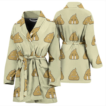 Poop Emoji Pattern Print Design A04 Women Bathrobe