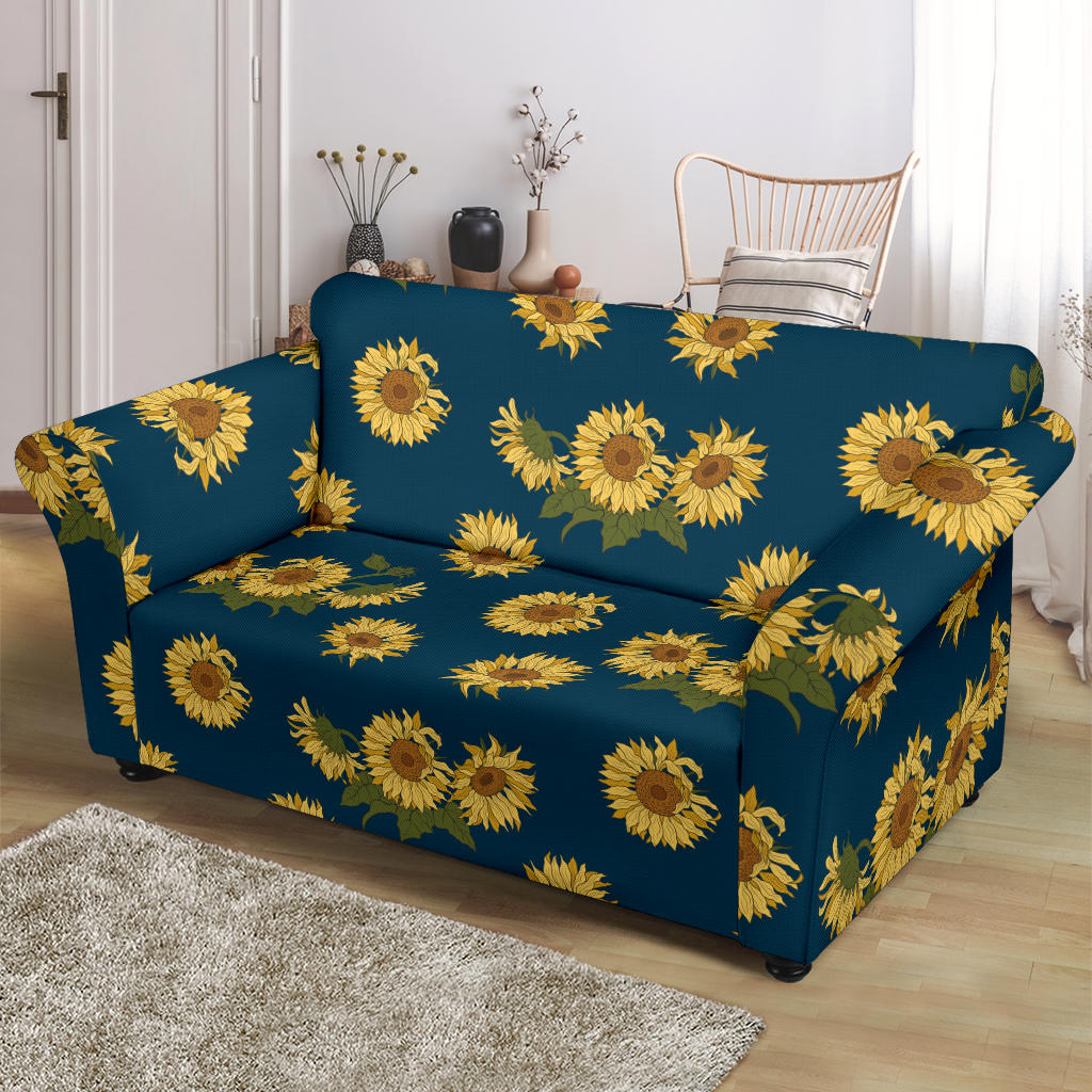 Sunflower Print Design LKS305 Loveseat Couch Slipcover