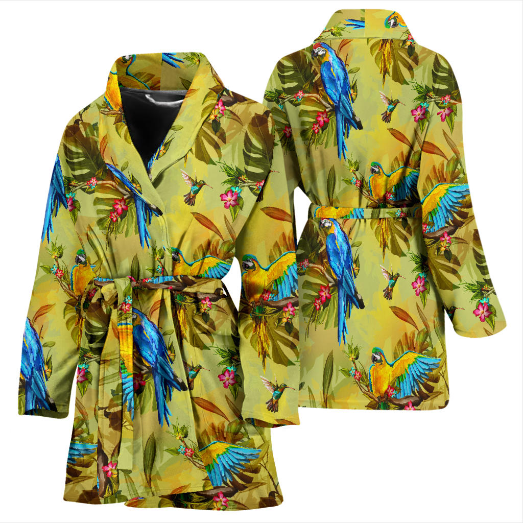 Parrot Pattern Print Design A02 Women Bathrobe