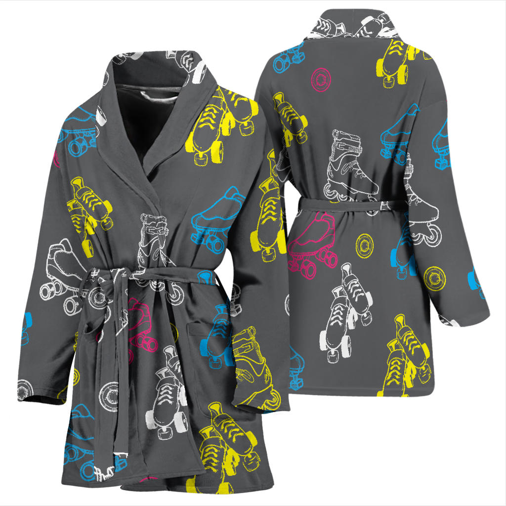 Roller skate Pattern Print Design A02 Women Bathrobe