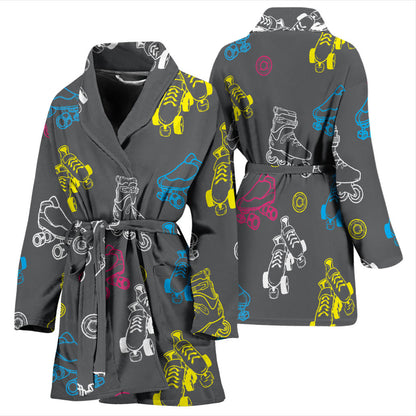 Roller skate Pattern Print Design A02 Women Bathrobe