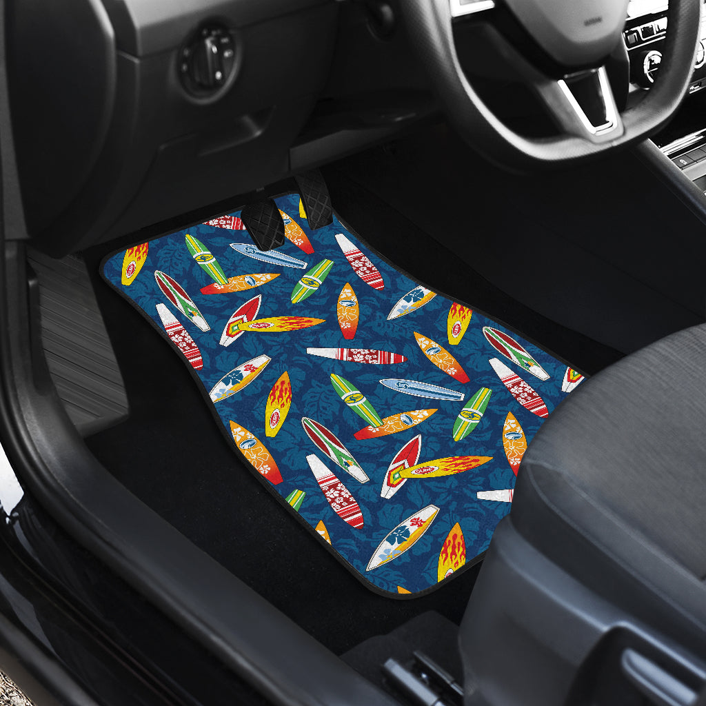 Surfboard Pattern Print Car Floor Mats Front Back