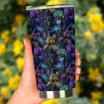 Dragonfly With Floral Print Pattern Tumbler