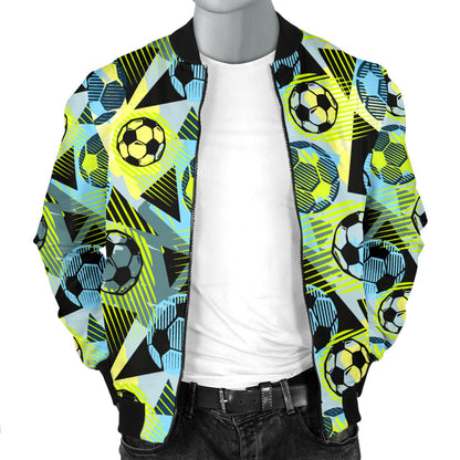 Soccer Ball Themed Print Design Men Bomber Jacket