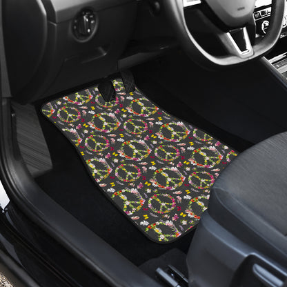 Peace Sign flowers Design Print Car Floor Mats Front Back