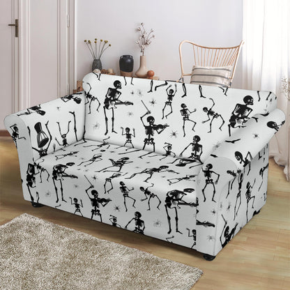 Skeleton Music Player Print Design LKS303 Loveseat Couch Slipcover