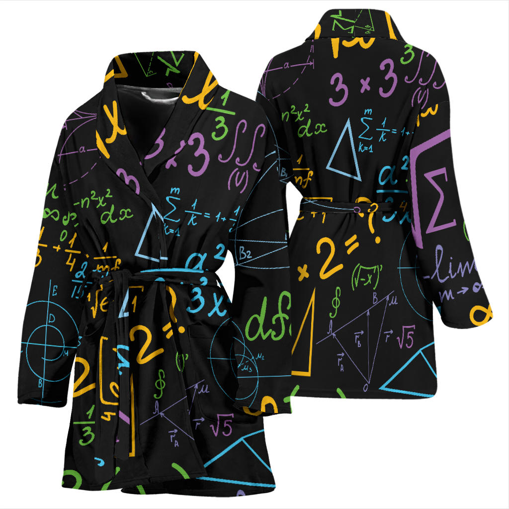 Math Pattern Print Design 03 Women Bathrobe