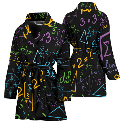 Math Pattern Print Design 03 Women Bathrobe