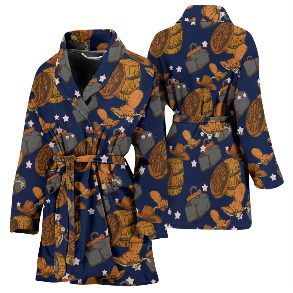 Cowboy Pattern Print Design 03 Women Bathrobe