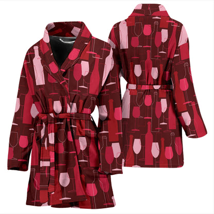 Wine Print Design LKS304 Women Bathrobe