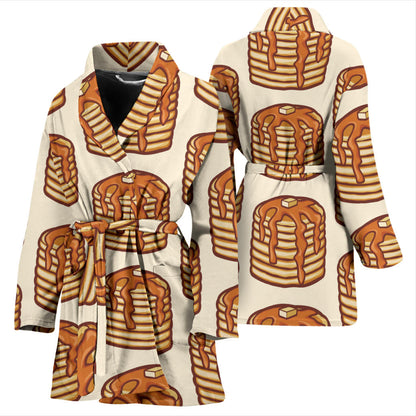 Pancake Pattern Print Design A02 Women Bathrobe
