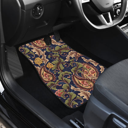 Floral Vintage Classic Print Car Floor Mats Front Back