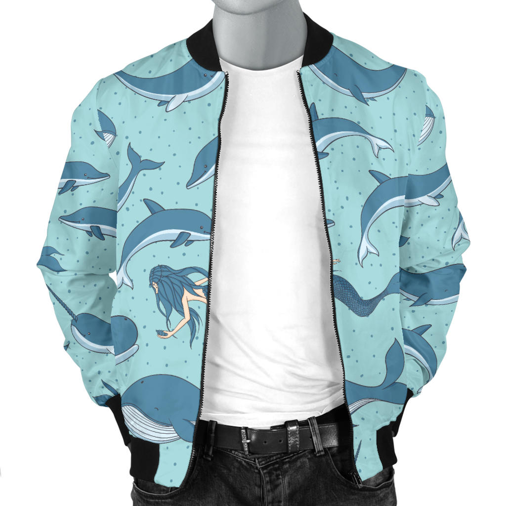 Narwhal Themed Print Men Bomber Jacket