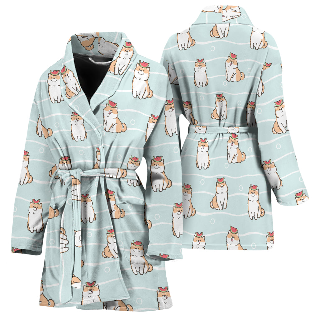 Shiba Inu Print Design LKS3011 Women Bathrobe