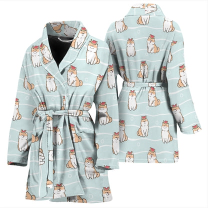 Shiba Inu Print Design LKS3011 Women Bathrobe