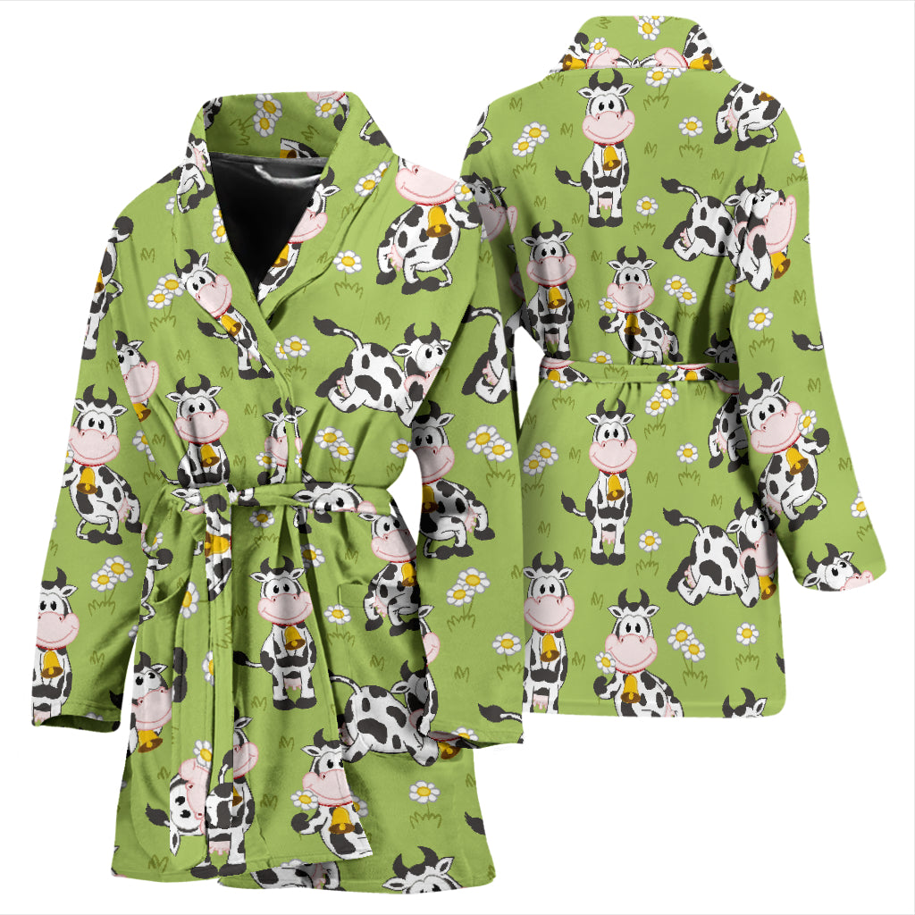 Cattle Print Design LKS401 Women Bathrobe