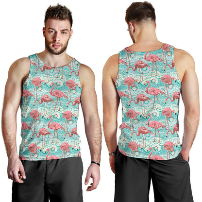 Flamingo Background Themed Print Men Tank Top