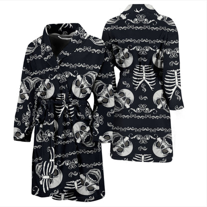 Bandana Skull Black White Print Design LKS306 Men Bathrobe