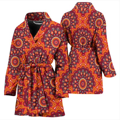 Bohemian Pattern Print Design 04 Women Bathrobe