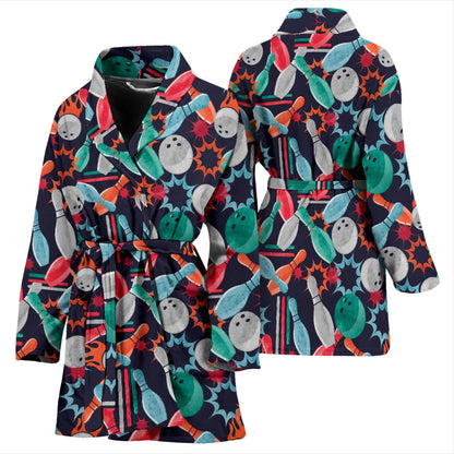 Bowling Pattern Print Design 08 Women Bathrobe