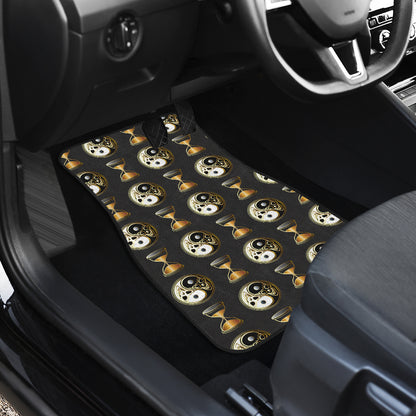 Yin Yang Skull Themed Design Print Car Floor Mats Front Back