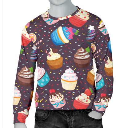 Cupcakes Party Print Pattern Men Long Sleeve Sweatshirt