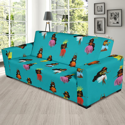 Hula Dancers Pattern Print Design 04 Sofa Slipcover