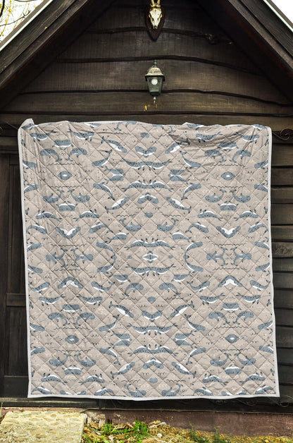 Narwhal Pattern Print Quilt Bedspread