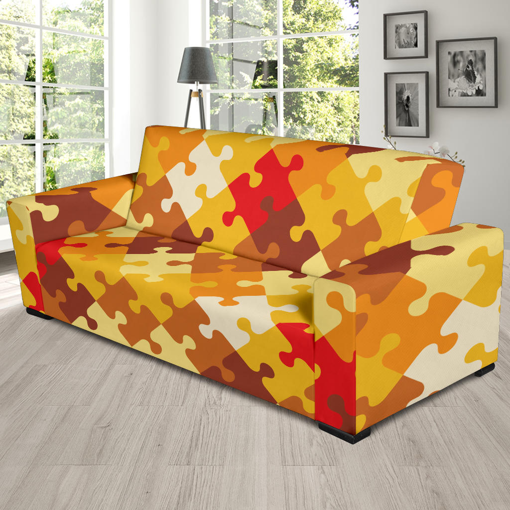 Puzzle Pattern Print Design A01 Sofa Slipcover