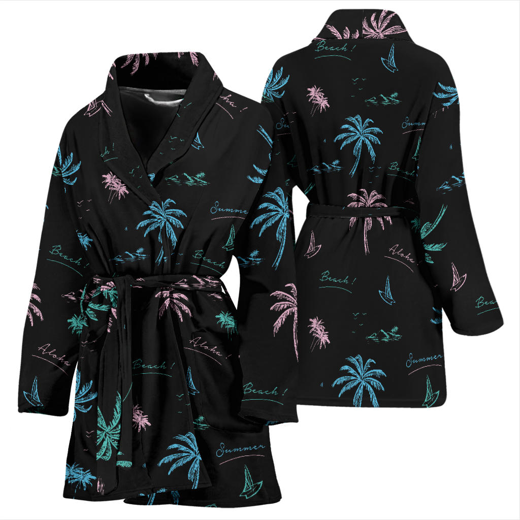 Aloha Hawaii Pattern Print Design 03 Women Bathrobe