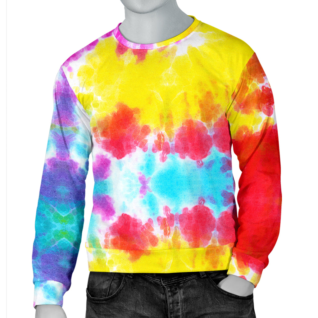 Tie Dye Rainbow Themed Print Men Long Sleeve Sweatshirt