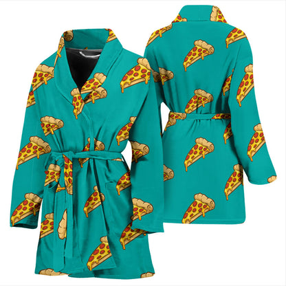 Pizza Pattern Print Design A03 Women Bathrobe