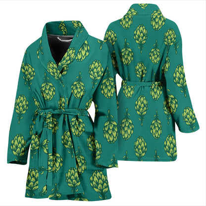 Artichoke Pattern Print Design 04 Women Bathrobe
