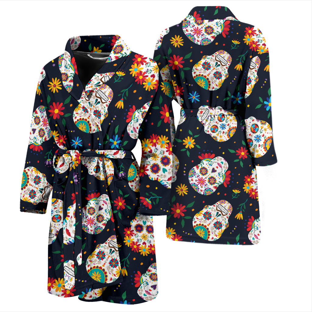 Sugar Skull Print Design LKS305 Men Bathrobe