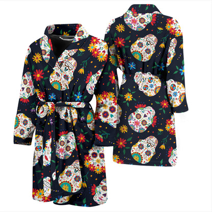 Sugar Skull Print Design LKS305 Men Bathrobe