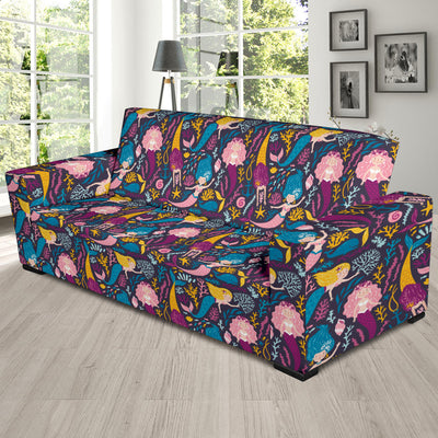 Mermaid Pattern Print Design 08 Sofa Slipcover