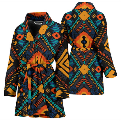 Kente Pattern Print Design 04 Women Bathrobe
